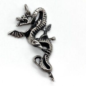 Vtg 925 Sterling Silver Dragon Serpent Pendant | 1.9” L | 1.1” W
